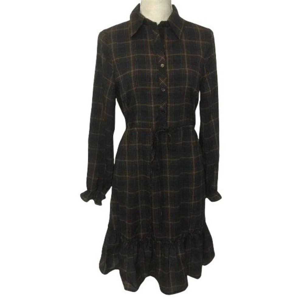 NWT Promesa Women's Vintage Inspired Dark Navy With Copper Striping‎ Dress